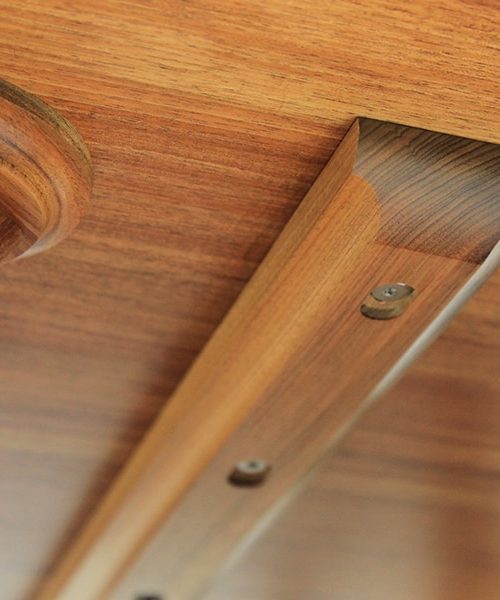 Detail of a Confluence 900mm Coffee Table in blackwood